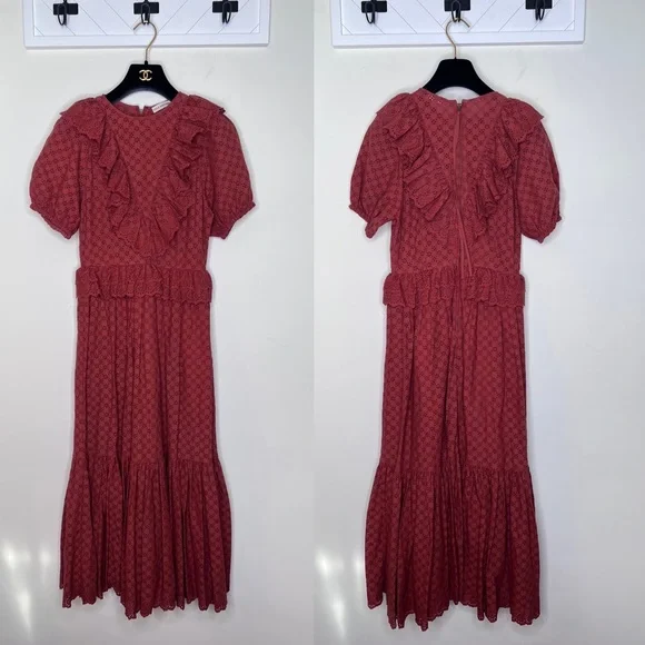 Ula Johnson Bettine Embroidered Ruffle Maxi Dress XS 0 - Picture 9 of 9